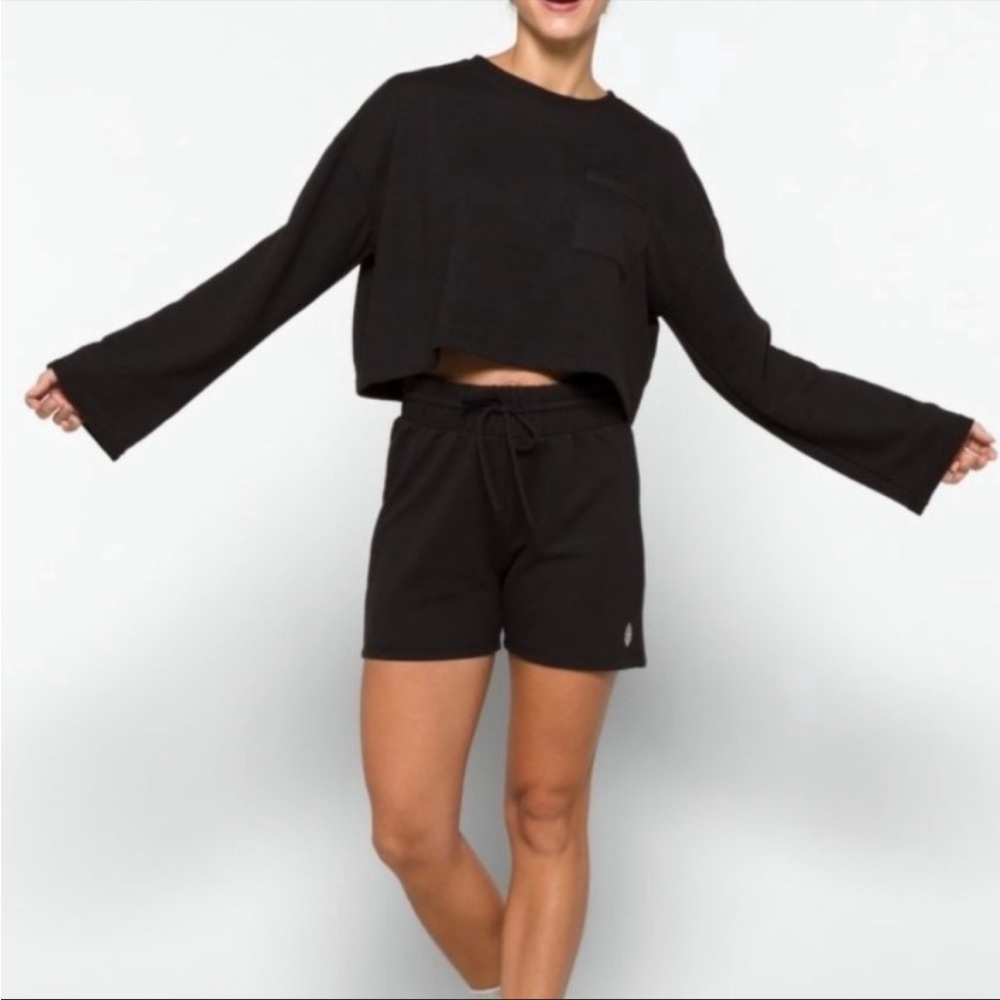 FP Movement Sunny Set Pullover Sweatshirt & Shorts in Black Small